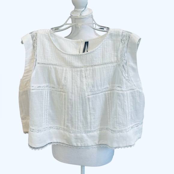 Anthropologie Sleeveless Boxy Pintuck Top in Whiite Size S. NWT - Picture 7 of 12